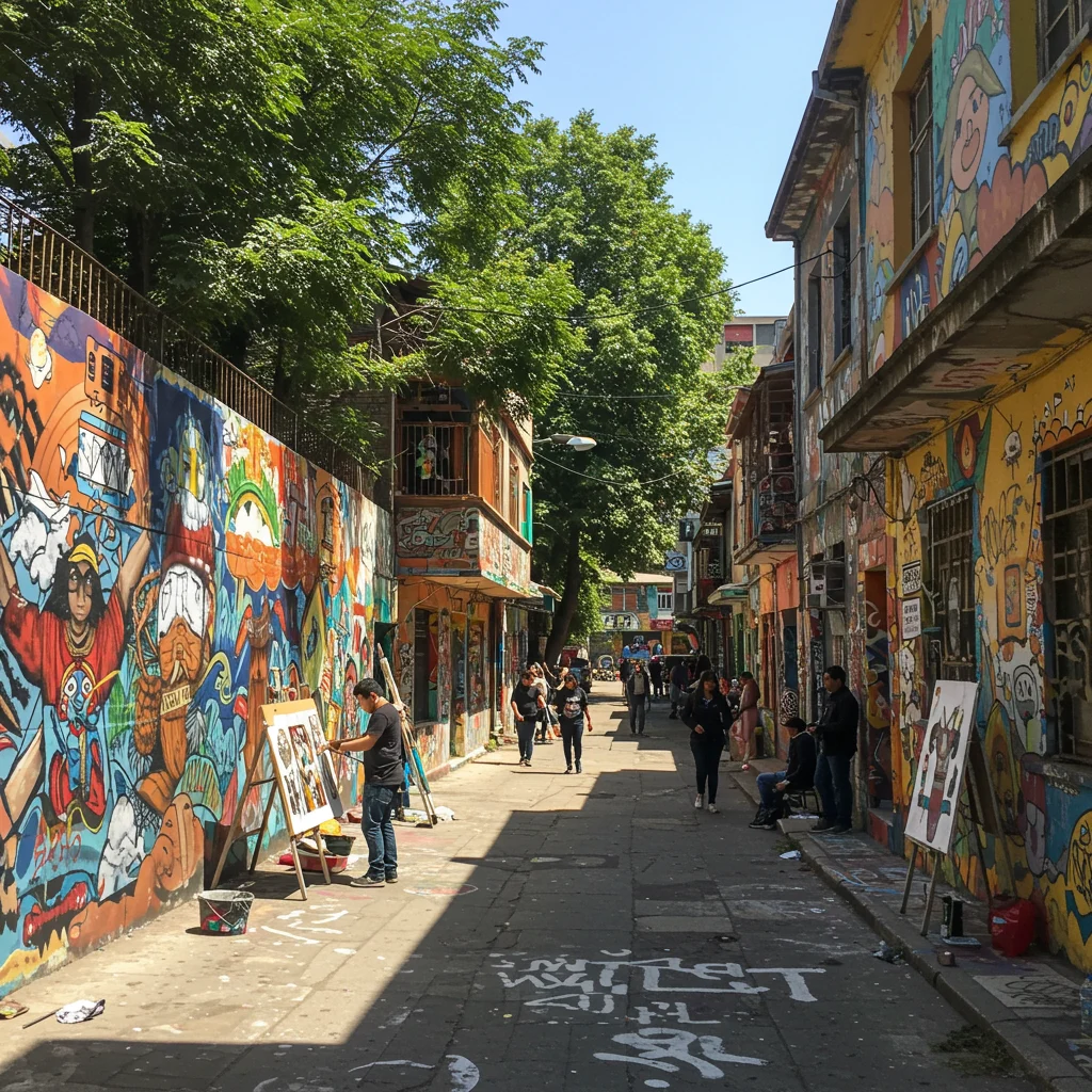 Como Encontrar Arte Urbana e Murais em Santiago?