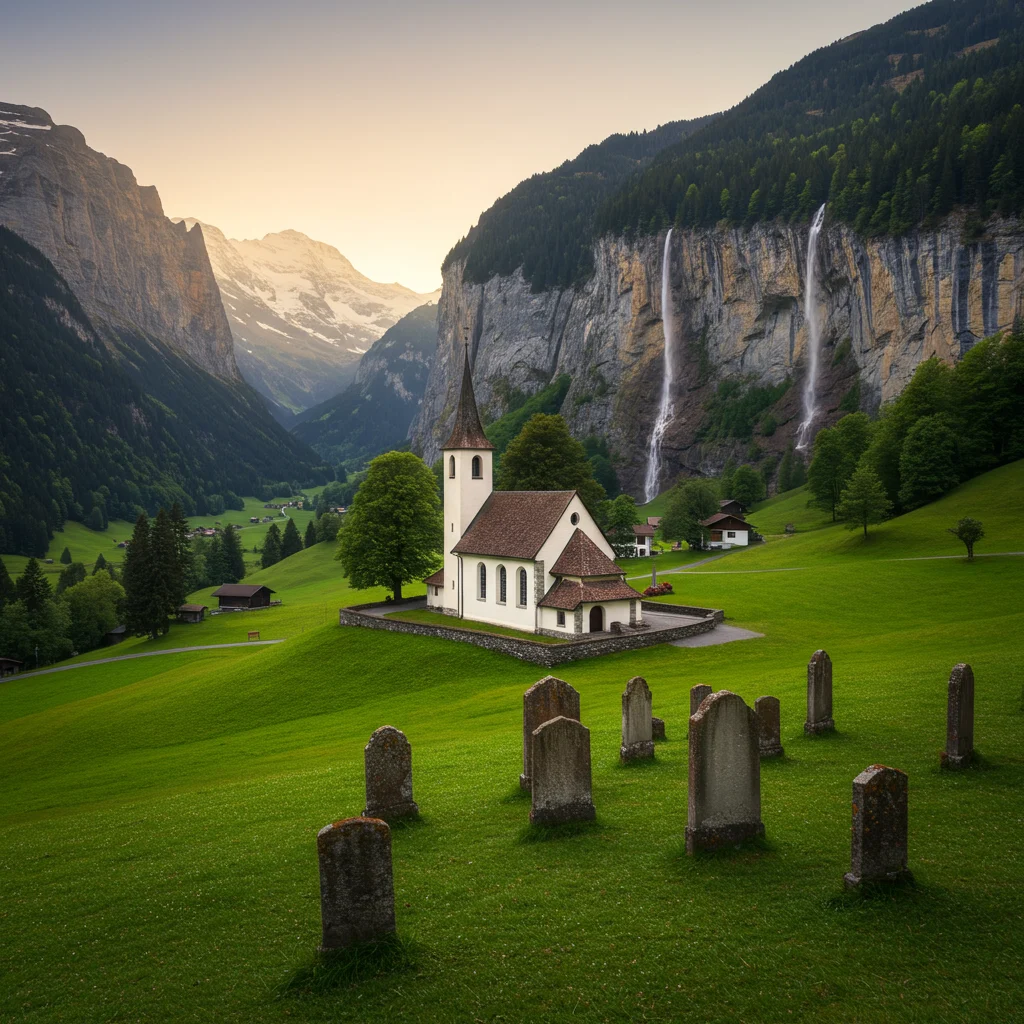 Visit the Lauterbrunnen Church and Cemetery